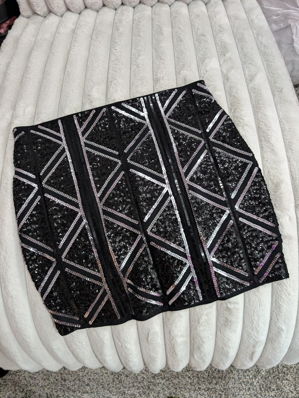 Express Black Sequin Mini Skirt
